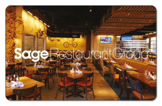 Sage logo over golden restaurant