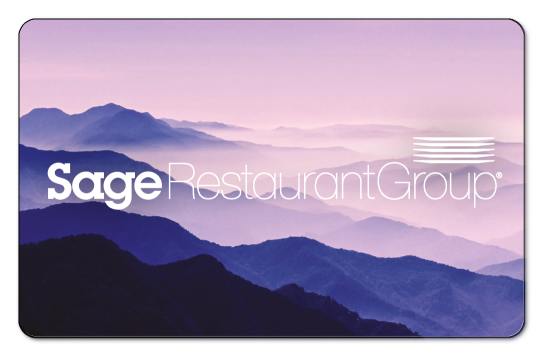Sage logo over purple haze on mountains